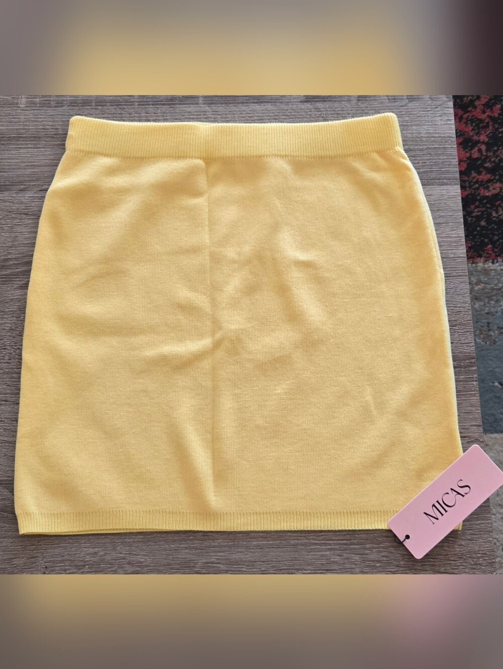 Micas Sunny Yellow Knit Mini Skirt